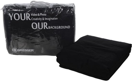 Bresser Y-9 zwart katoenen achtergronddoek 3 × 6 m – productafbeelding uit bronpagina